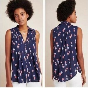 Anthropologie Maeve Sleeveless Viscose Top Blue – Size Large